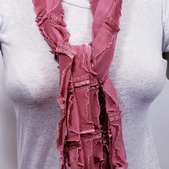 Mauve Flutter Scarf Lightweight Women Accessory Multiwear - Picture 3 of 5